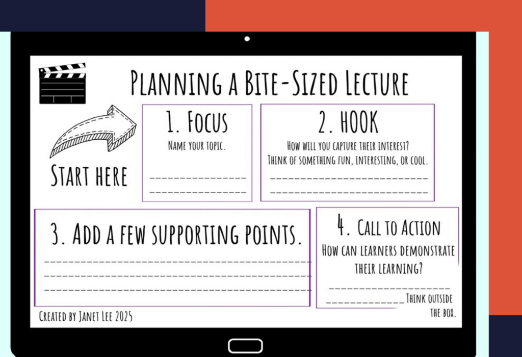 Template that describes how to plan a bite-sized lecture