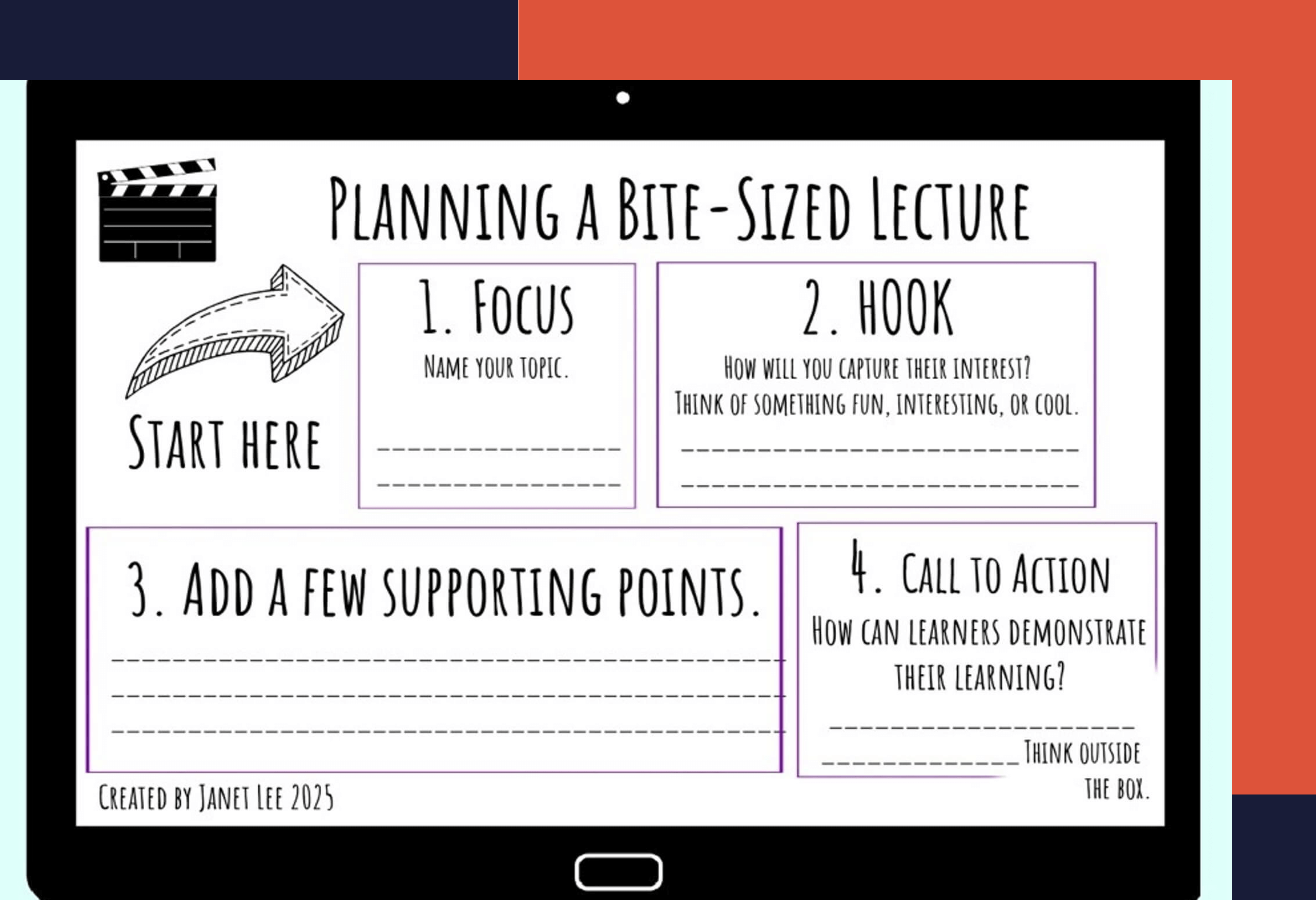 Template that describes how to plan a bite-sized lecture