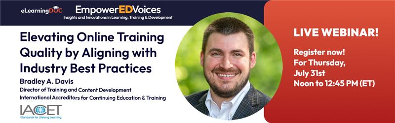 Banner advertisement for the Webinar on July 30 with IACET. 