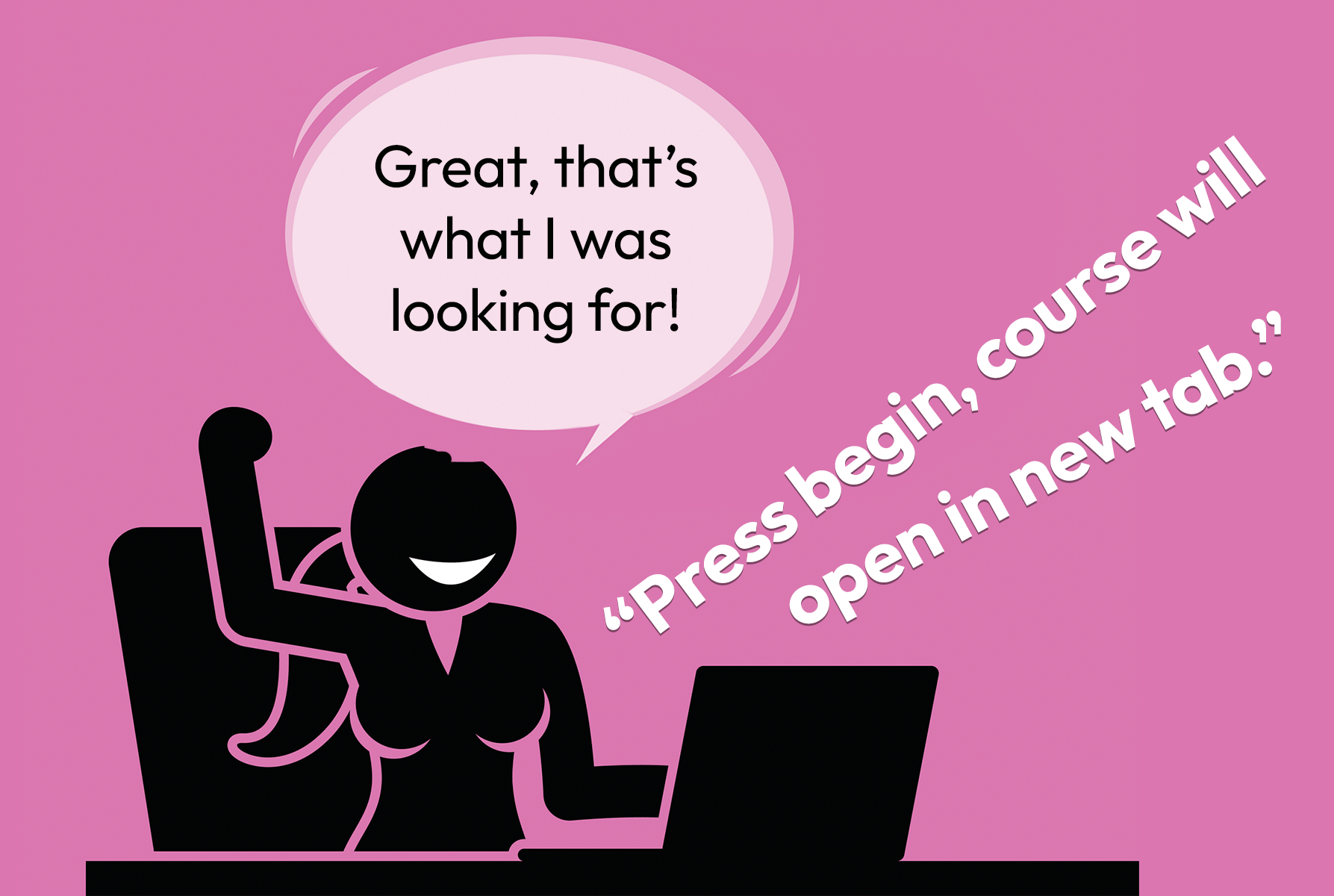happy student starting new online course