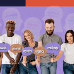 men and women holding thought bubbles of characteristics of neurodivergent learners